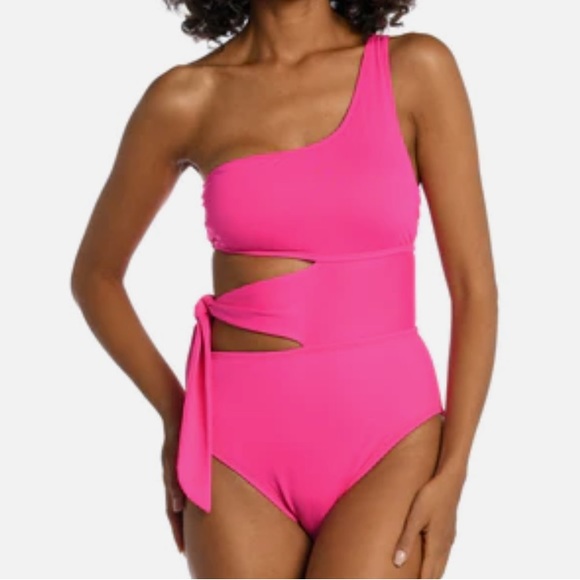 La Blanca One Shoulder Cut Out One Piece, Pop Pink, Size 6, NWT - Picture 2 of 13
